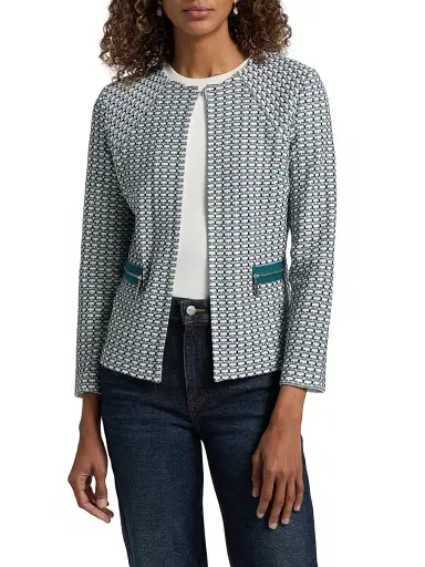 Misook Women's Basketweave Knit Fitted Jacket | Thumbnail 3 Misook Women's Basketweave Knit Fitted Jacket | Thumbnail 3