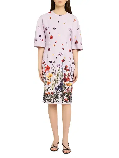 Teri Jon by Rickie Freeman Women's Floral Crepe Wide-Sleeve Knee-Length Dress | Thumbnail 2 Teri Jon by Rickie Freeman Women's Floral Crepe Wide-Sleeve Knee-Length Dress | Thumbnail 2