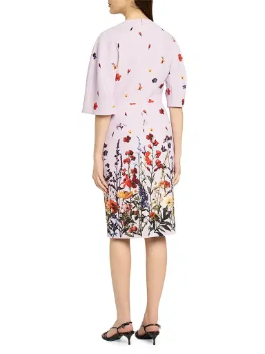 Teri Jon by Rickie Freeman Women's Floral Crepe Wide-Sleeve Knee-Length Dress | Thumbnail 4 Teri Jon by Rickie Freeman Women's Floral Crepe Wide-Sleeve Knee-Length Dress | Thumbnail 4