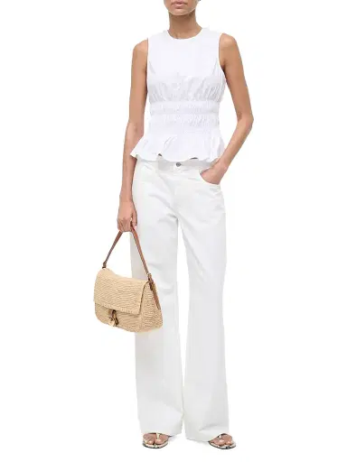 Staud Women's Culver Stretch-Cotton Peplum Top - White - Size XL | Thumbnail 2 Staud Women's Culver Stretch-Cotton Peplum Top - White - Size XL | Thumbnail 2