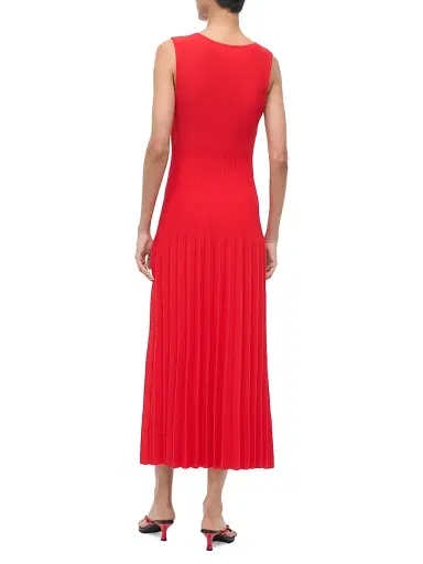 Staud Women's Elyse Pleated Midi-Dress - Red Rose - Size Large | Thumbnail 4 Staud Women's Elyse Pleated Midi-Dress - Red Rose - Size Large | Thumbnail 4