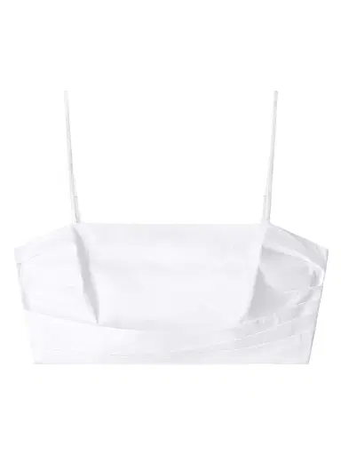 Staud Women's Lorenzo Pleated Stretch-Cotton Crop Top - White - Size XL | Thumbnail 1 Staud Women's Lorenzo Pleated Stretch-Cotton Crop Top - White - Size XL | Thumbnail 1
