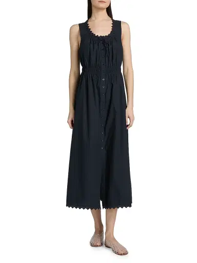 Frame Women's The Serene Cotton Midi-Dress - Navy - Size Large | Thumbnail 3 Frame Women's The Serene Cotton Midi-Dress - Navy - Size Large | Thumbnail 3