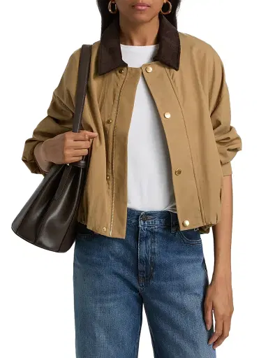 FRAME Women's The Cord Bubble-Hem Cotton-Blend Jacket - Camel | Thumbnail 3 FRAME Women's The Cord Bubble-Hem Cotton-Blend Jacket - Camel | Thumbnail 3