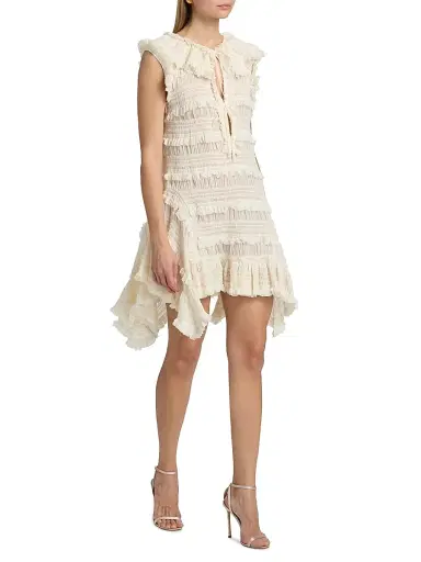 Aknvas Women's Nora Ruffled Shift Minidress - Cream - Size 2 | Thumbnail 2 Aknvas Women's Nora Ruffled Shift Minidress - Cream - Size 2 | Thumbnail 2