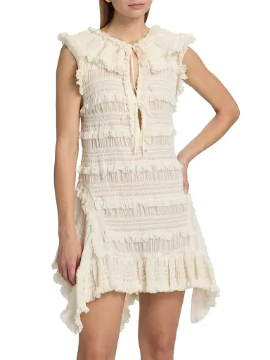 Aknvas Women's Nora Ruffled Shift Minidress - Cream - Size 2 | Thumbnail 3 Aknvas Women's Nora Ruffled Shift Minidress - Cream - Size 2 | Thumbnail 3