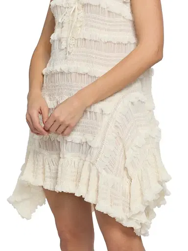 Aknvas Women's Nora Ruffled Shift Minidress - Cream - Size 2 | Thumbnail 6 Aknvas Women's Nora Ruffled Shift Minidress - Cream - Size 2 | Thumbnail 6