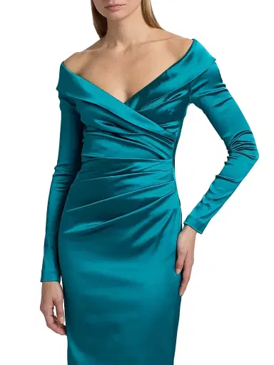 Talbot Runhof Women's Satin Long-Sleeve Column Gown - Bay - Size 4 | Thumbnail 6 Talbot Runhof Women's Satin Long-Sleeve Column Gown - Bay - Size 4 | Thumbnail 6