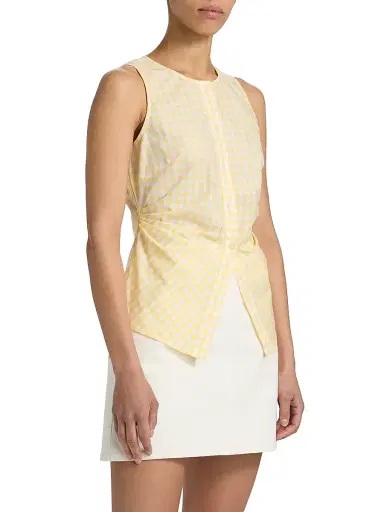 TANYA TAYLOR Women's Oscar Gingham Cotton Side Pleat Top | Thumbnail 4 TANYA TAYLOR Women's Oscar Gingham Cotton Side Pleat Top | Thumbnail 4