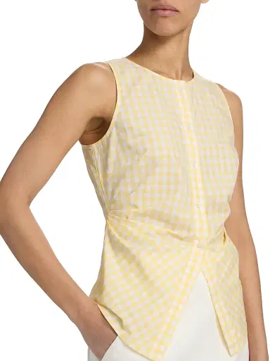 TANYA TAYLOR Women's Oscar Gingham Cotton Side Pleat Top | Thumbnail 6 TANYA TAYLOR Women's Oscar Gingham Cotton Side Pleat Top | Thumbnail 6