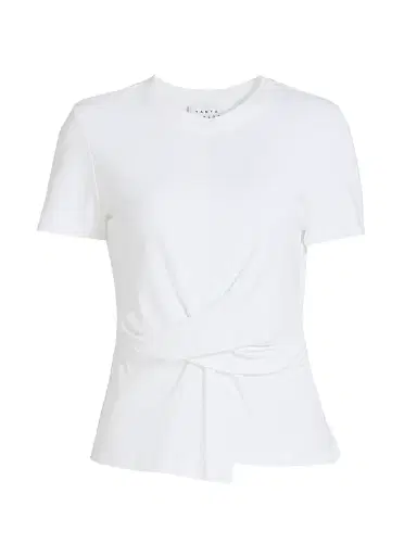TANYA TAYLOR Women's Kelsey Crewneck Cotton Twist-Front Top - White - Size Small | Thumbnail 1 TANYA TAYLOR Women's Kelsey Crewneck Cotton Twist-Front Top - White - Size Small | Thumbnail 1
