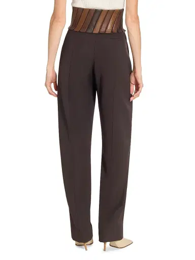 Alaïa Women's Wool Pleated-Front Belted Pants - Ebene - Size 12 | Thumbnail 5 Alaïa Women's Wool Pleated-Front Belted Pants - Ebene - Size 12 | Thumbnail 5