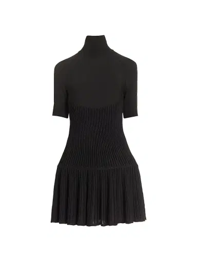 Alaïa Women's Rib-Knit Sculpted Minidress - Noir - Size 8 | Thumbnail 1 Alaïa Women's Rib-Knit Sculpted Minidress - Noir - Size 8 | Thumbnail 1