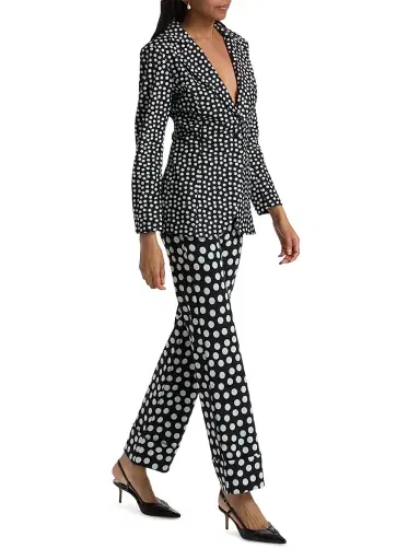 Chiara Boni La Petite Robe Women's Fredynah Polka Dot Jersey Kick-Flare Pants - Bette Big Black - Size 8 | Thumbnail 2 Chiara Boni La Petite Robe Women's Fredynah Polka Dot Jersey Kick-Flare Pants - Bette Big Black - Size 8 | Thumbnail 2