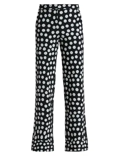 Chiara Boni La Petite Robe Women's Fredynah Polka Dot Jersey Kick-Flare Pants - Bette Big Black - Size 8 | Thumbnail 1 Chiara Boni La Petite Robe Women's Fredynah Polka Dot Jersey Kick-Flare Pants - Bette Big Black - Size 8 | Thumbnail 1
