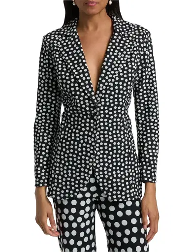 Chiara Boni La Petite Robe Women's Lua Polka Dot Single-Breasted Blazer - Bette Small Black - Size 6 | Thumbnail 3 Chiara Boni La Petite Robe Women's Lua Polka Dot Single-Breasted Blazer - Bette Small Black - Size 6 | Thumbnail 3