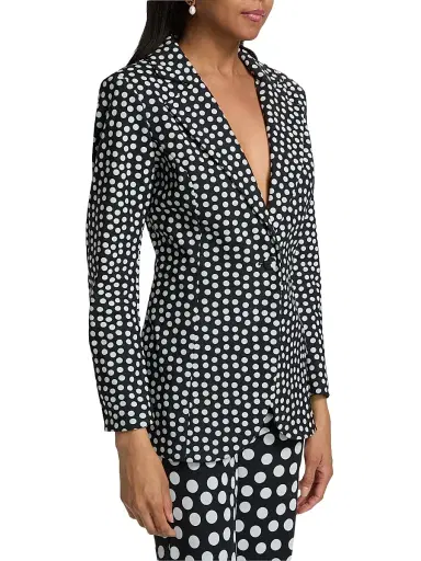 Chiara Boni La Petite Robe Women's Lua Polka Dot Single-Breasted Blazer - Bette Small Black - Size 6 | Thumbnail 4 Chiara Boni La Petite Robe Women's Lua Polka Dot Single-Breasted Blazer - Bette Small Black - Size 6 | Thumbnail 4