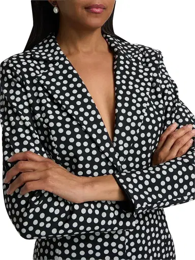 Chiara Boni La Petite Robe Women's Lua Polka Dot Single-Breasted Blazer - Bette Small Black - Size 6 | Thumbnail 6 Chiara Boni La Petite Robe Women's Lua Polka Dot Single-Breasted Blazer - Bette Small Black - Size 6 | Thumbnail 6