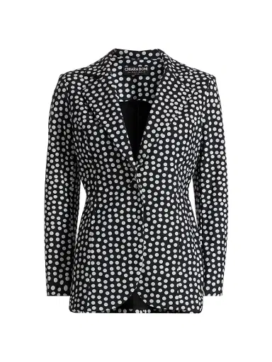 Chiara Boni La Petite Robe Women's Lua Polka Dot Single-Breasted Blazer - Bette Small Black - Size 6 | Thumbnail 1 Chiara Boni La Petite Robe Women's Lua Polka Dot Single-Breasted Blazer - Bette Small Black - Size 6 | Thumbnail 1