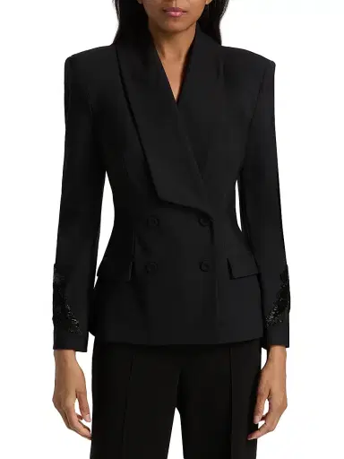 Chiara Boni La Petite Robe Women's Bariel Beaded Cuff Blazer - Black - Size 2 | Thumbnail 3 Chiara Boni La Petite Robe Women's Bariel Beaded Cuff Blazer - Black - Size 2 | Thumbnail 3