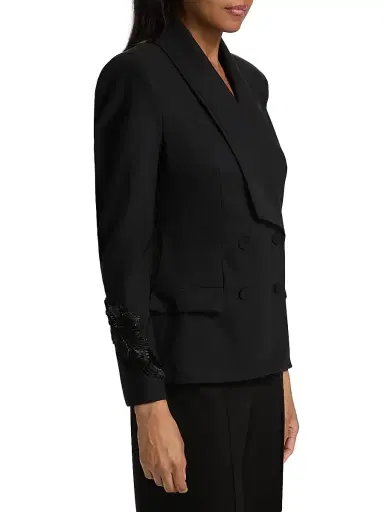 Chiara Boni La Petite Robe Women's Bariel Beaded Cuff Blazer - Black - Size 2 | Thumbnail 4 Chiara Boni La Petite Robe Women's Bariel Beaded Cuff Blazer - Black - Size 2 | Thumbnail 4