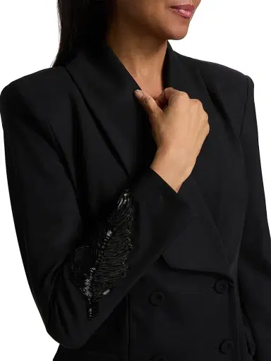 Chiara Boni La Petite Robe Women's Bariel Beaded Cuff Blazer - Black - Size 2 | Thumbnail 6 Chiara Boni La Petite Robe Women's Bariel Beaded Cuff Blazer - Black - Size 2 | Thumbnail 6