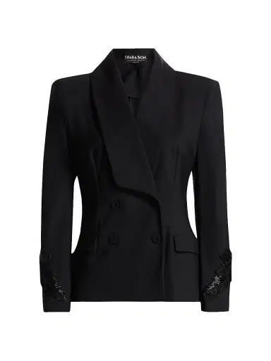 Chiara Boni La Petite Robe Women's Bariel Beaded Cuff Blazer - Black - Size 2 | Thumbnail 1 Chiara Boni La Petite Robe Women's Bariel Beaded Cuff Blazer - Black - Size 2 | Thumbnail 1