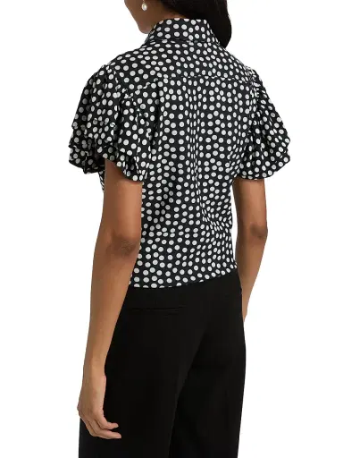 Chiara Boni La Petite Robe Women's Jin Polka Dot Flutter Sleeve Top - Bette Small Black | Thumbnail 5 Chiara Boni La Petite Robe Women's Jin Polka Dot Flutter Sleeve Top - Bette Small Black | Thumbnail 5