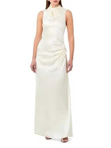 NICHOLAS Women's Fabiana Cowlneck Satin Maxi Dress | Thumbnail 3 NICHOLAS Women's Fabiana Cowlneck Satin Maxi Dress | Thumbnail 3
