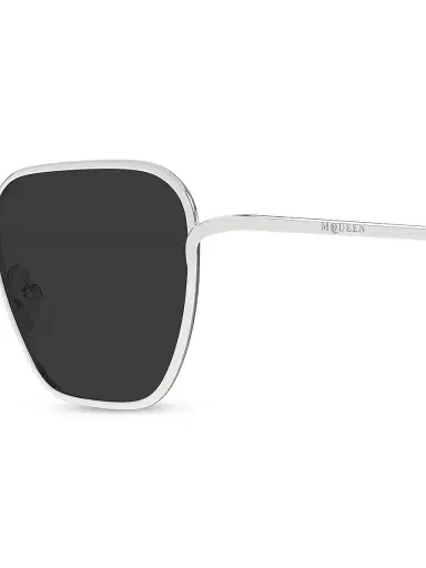 Alexander McQueen Men's Linear 50MM Rectangle Metal Sunglasses - Silver Black | Thumbnail 3 Alexander McQueen Men's Linear 50MM Rectangle Metal Sunglasses - Silver Black | Thumbnail 3
