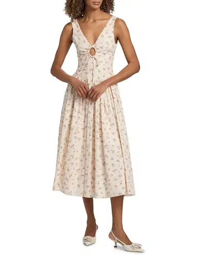 Markarian Women's Penelope Floral Cotton Keyhole Midi-Dress | Thumbnail 2 Markarian Women's Penelope Floral Cotton Keyhole Midi-Dress | Thumbnail 2
