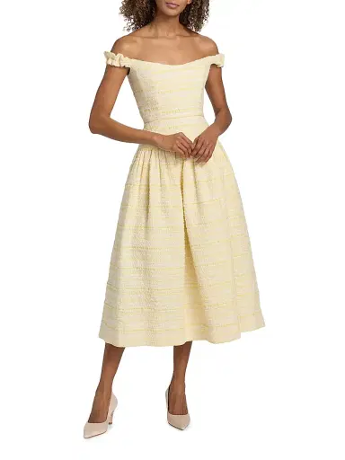 Markarian Women's Giorgia Textured Striped Organza Midi-Dress | Thumbnail 2 Markarian Women's Giorgia Textured Striped Organza Midi-Dress | Thumbnail 2