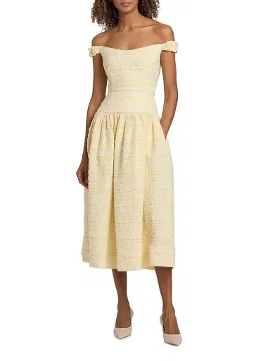 Markarian Women's Giorgia Textured Striped Organza Midi-Dress | Thumbnail 3 Markarian Women's Giorgia Textured Striped Organza Midi-Dress | Thumbnail 3