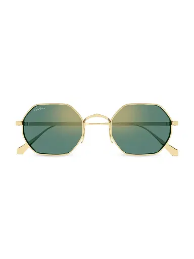 Cartier Men's C de 24K-Gold-Plated Titanium Geometrical Sunglasses - Gold Green | Thumbnail 2 Cartier Men's C de 24K-Gold-Plated Titanium Geometrical Sunglasses - Gold Green | Thumbnail 2