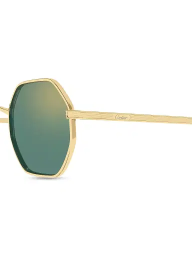 Cartier Men's C de 24K-Gold-Plated Titanium Geometrical Sunglasses - Gold Green | Thumbnail 3 Cartier Men's C de 24K-Gold-Plated Titanium Geometrical Sunglasses - Gold Green | Thumbnail 3