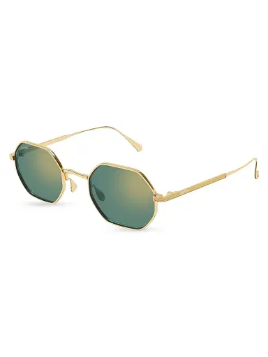 Cartier Men's C de 24K-Gold-Plated Titanium Geometrical Sunglasses - Gold Green | Thumbnail 1 Cartier Men's C de 24K-Gold-Plated Titanium Geometrical Sunglasses - Gold Green | Thumbnail 1