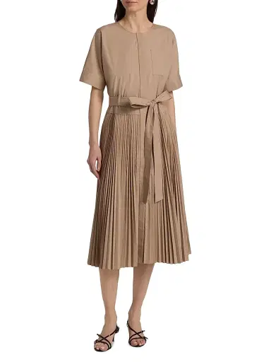 Kobi Halperin Women's Loretta Pleated Cotton-Blend Shirtdress - Khaki | Thumbnail 3 Kobi Halperin Women's Loretta Pleated Cotton-Blend Shirtdress - Khaki | Thumbnail 3