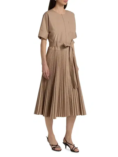 Kobi Halperin Women's Loretta Pleated Cotton-Blend Shirtdress - Khaki | Thumbnail 4 Kobi Halperin Women's Loretta Pleated Cotton-Blend Shirtdress - Khaki | Thumbnail 4