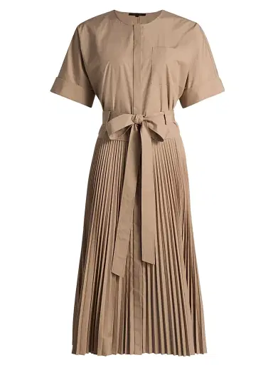 Kobi Halperin Women's Loretta Pleated Cotton-Blend Shirtdress - Khaki | Thumbnail 1 Kobi Halperin Women's Loretta Pleated Cotton-Blend Shirtdress - Khaki | Thumbnail 1