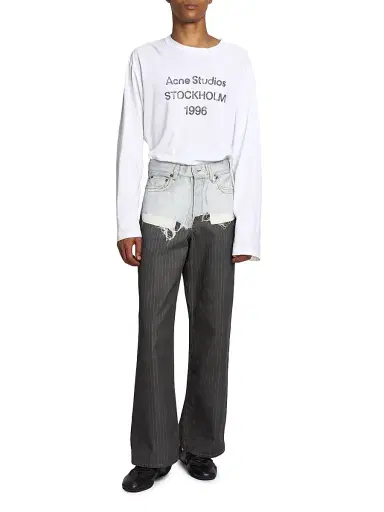 Acne Studios Men's Tlo Pinstripe Straight-Leg Jeans - Blue Black | Thumbnail 2 Acne Studios Men's Tlo Pinstripe Straight-Leg Jeans - Blue Black | Thumbnail 2