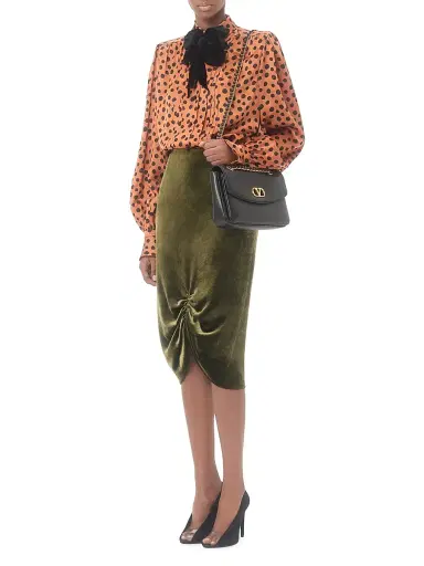 Valentino Garavani Women's Crepe Satin Shirt with Plus De Pois Dalmata Print - Brown Black | Thumbnail 7 Valentino Garavani Women's Crepe Satin Shirt with Plus De Pois Dalmata Print - Brown Black | Thumbnail 7