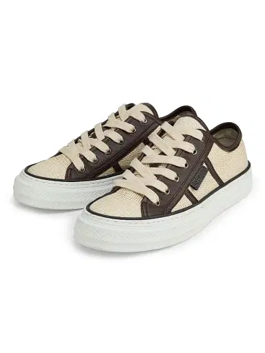 Brunello Cucinelli Women's Micro Leather-Trim Raffia Low-Top Sneakers - Rope | Thumbnail 2 Brunello Cucinelli Women's Micro Leather-Trim Raffia Low-Top Sneakers - Rope | Thumbnail 2