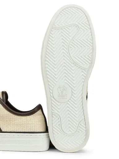 Brunello Cucinelli Women's Micro Leather-Trim Raffia Low-Top Sneakers - Rope | Thumbnail 6 Brunello Cucinelli Women's Micro Leather-Trim Raffia Low-Top Sneakers - Rope | Thumbnail 6