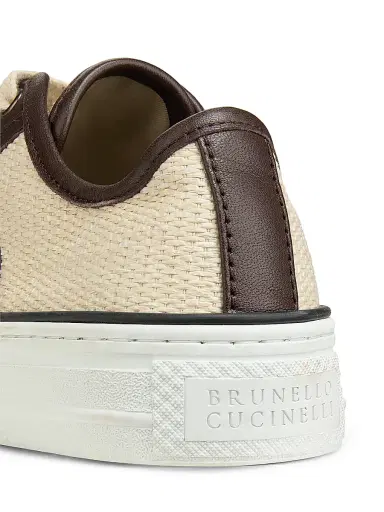 Brunello Cucinelli Women's Micro Leather-Trim Raffia Low-Top Sneakers - Rope | Thumbnail 7 Brunello Cucinelli Women's Micro Leather-Trim Raffia Low-Top Sneakers - Rope | Thumbnail 7