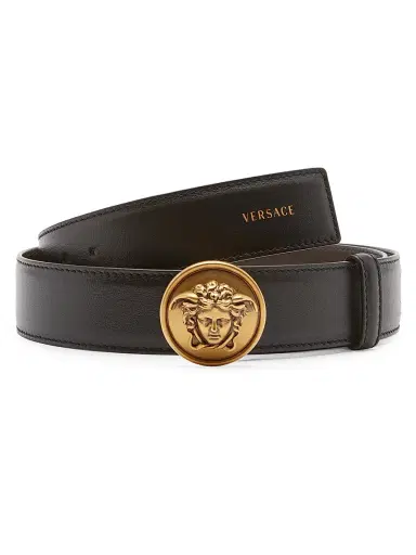 Versace Men's Medusa Leather Belt - Black Gold - Size 40 | Thumbnail 1 Versace Men's Medusa Leather Belt - Black Gold - Size 40 | Thumbnail 1