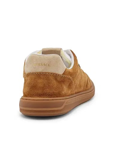 Versace Men's Suede Low-Top Sneakers - Whiskey Ecru | Thumbnail 3 Versace Men's Suede Low-Top Sneakers - Whiskey Ecru | Thumbnail 3