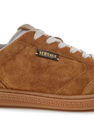 Versace Men's Suede Low-Top Sneakers - Whiskey Ecru | Thumbnail 5 Versace Men's Suede Low-Top Sneakers - Whiskey Ecru | Thumbnail 5