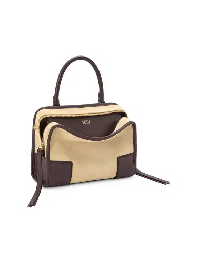 Loewe Women's Amazona Small Suede Top Handle Bag - Oro Chocolat | Thumbnail 2 Loewe Women's Amazona Small Suede Top Handle Bag - Oro Chocolat | Thumbnail 2