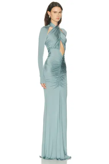 Lapointe Jersey Halter Ruched Gown | Thumbnail 2 Lapointe Jersey Halter Ruched Gown | Thumbnail 2