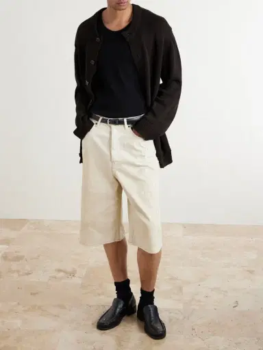 Acne Studios Judda Straight-Leg Paint-Splattered Cotton Shorts - Men | Thumbnail 2 Acne Studios Judda Straight-Leg Paint-Splattered Cotton Shorts - Men | Thumbnail 2
